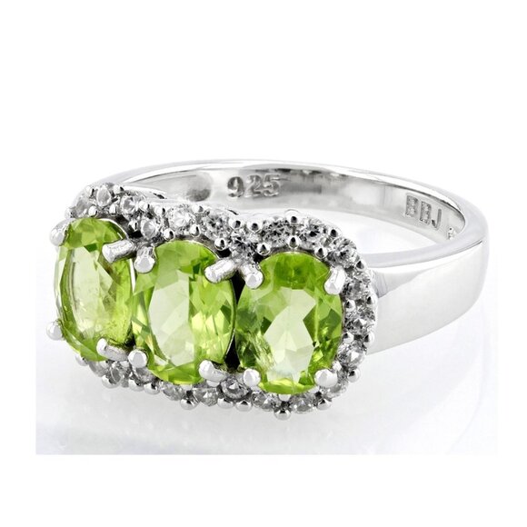 NIB - JTV STK173 Green Peridot Rhodium Over Sterling Silver Ring 2.49ctw - Sz 6 - Picture 3 of 9
